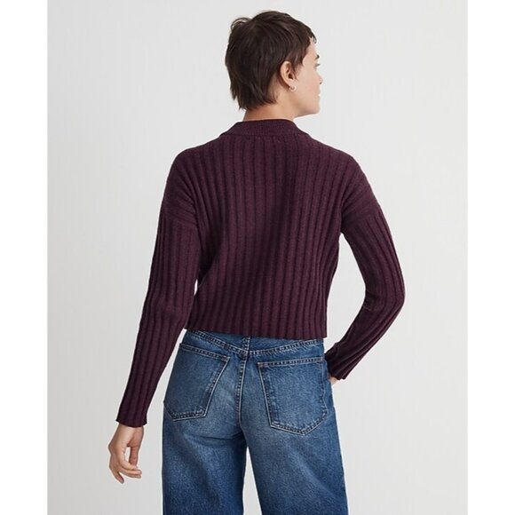 Madewell Sweater Mock Neck wool Blend Crop Pullover Plum SZ S NEW - Picture 4 of 6